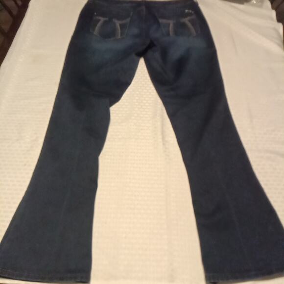 Seven7 Women's Blue Jeans Rocker Slim Size 14 Dark Wash Low Rise Boot Cut - Picture 6 of 11